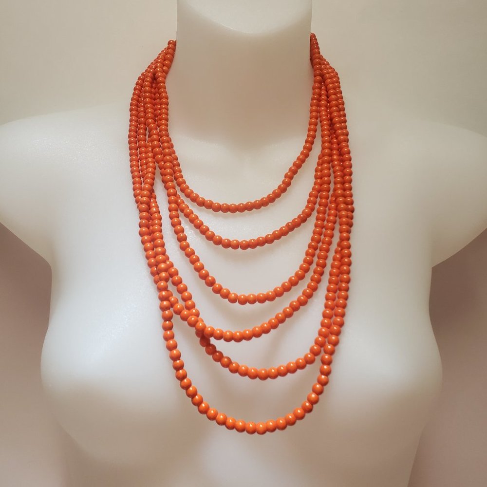 NEW Orange Howlite Multi-Strand Neckland & Dangle/Drop Earrings Set